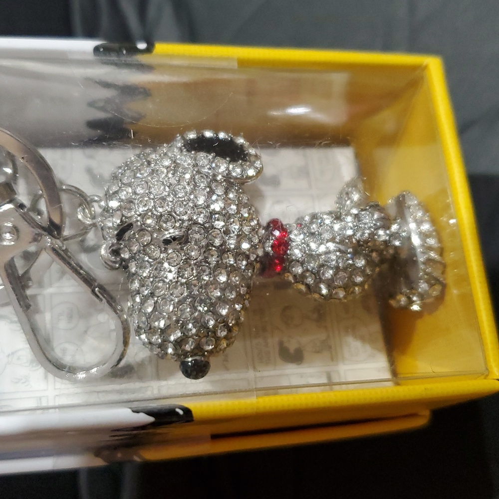 Peanuts‎ Snoopy crystal rhinestone covered bag charm key holder accessory new - Picture 5 of 13